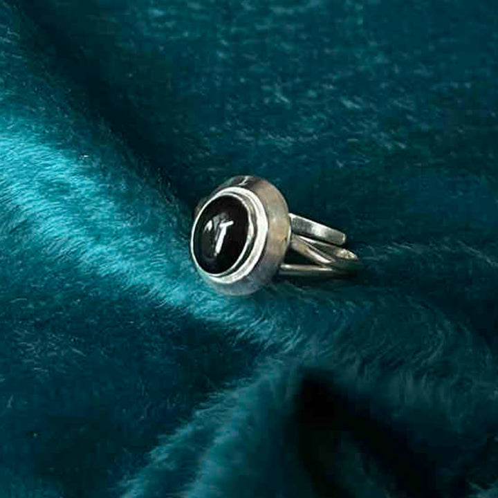 Pierścionek z regulowanym fortuną z Buddha Stones wykonany ze srebra próby 925 i czarnego onyksu - Styl drugi US6-US9 (regulowany) - image 8