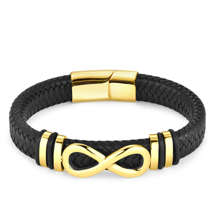 Bransoletka Buddha Stones Endless Knot Design ze stali tytanowej ze wzmocnieniem plecionej skóry z klamrą