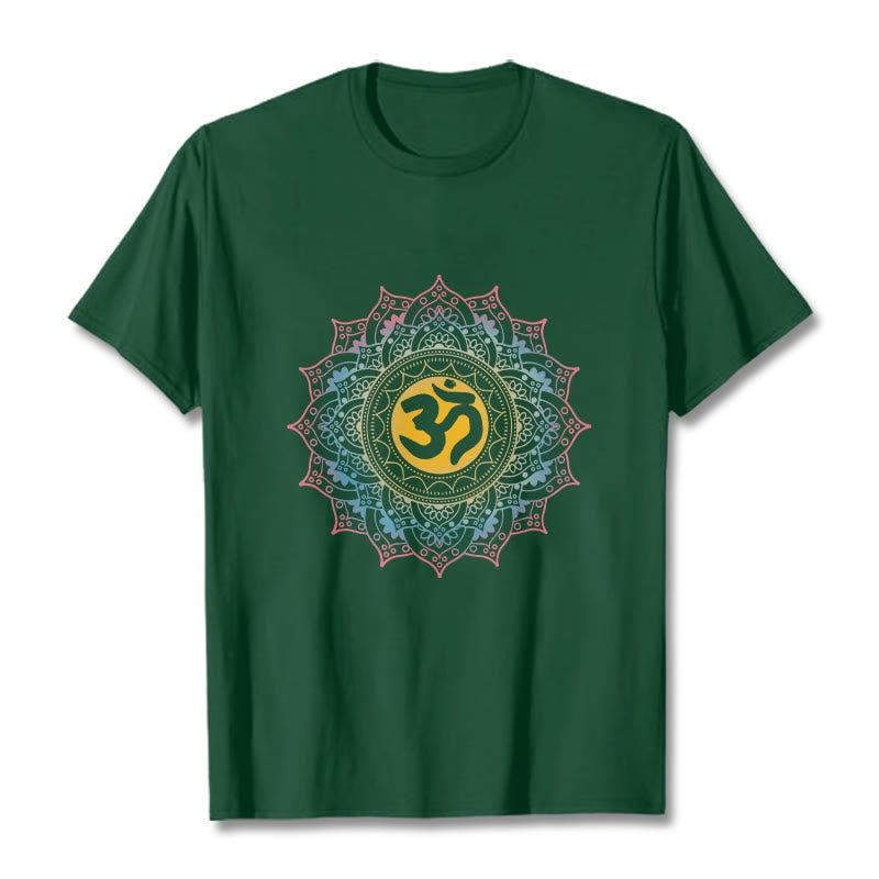 Koszulka z nadrukiem Mandala OM Pattern z motywem gradientu kolorów Buddha Stones - ForestGreen - 2XL - image 10