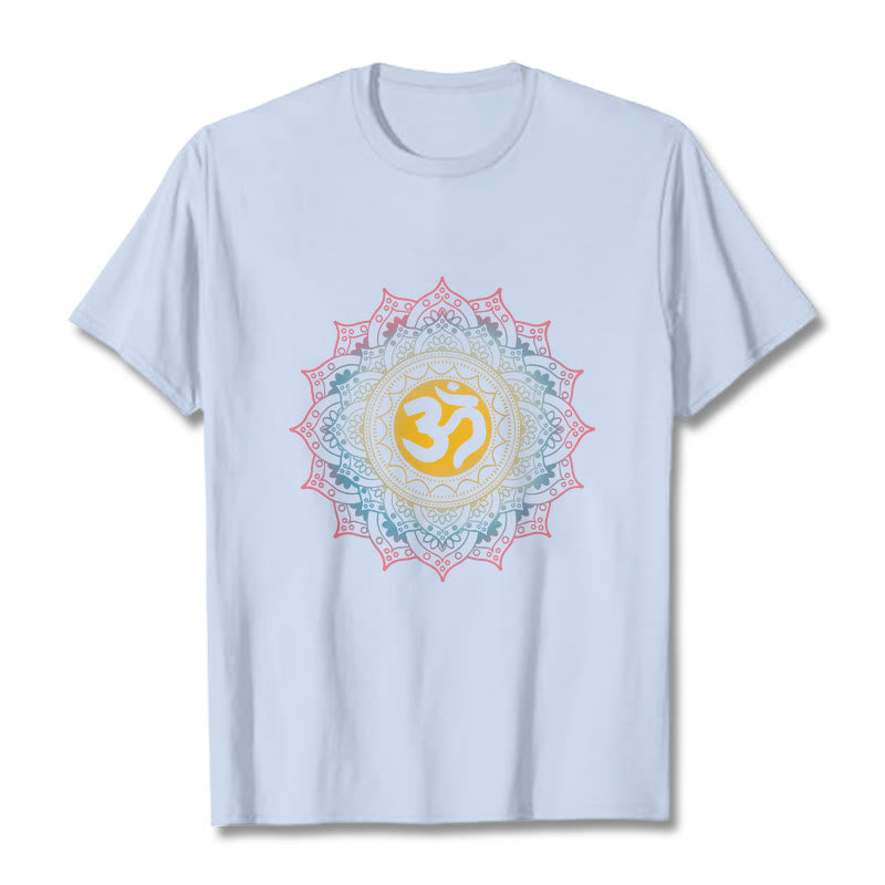 Koszulka z nadrukiem Mandala OM Pattern z motywem gradientu kolorów Buddha Stones - Jasnoniebieski - 2XL - image 18