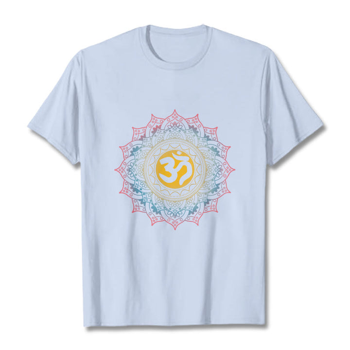 Koszulka z nadrukiem Mandala OM Pattern z motywem gradientu kolorów Buddha Stones - Jasnoniebieski - 2XL - image 18