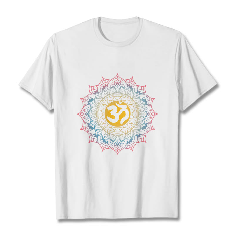Koszulka z nadrukiem Mandala OM Pattern z motywem gradientu kolorów Buddha Stones - Biały - 2XL - image 5