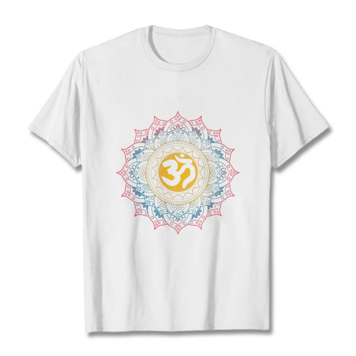 Koszulka z nadrukiem Mandala OM Pattern z motywem gradientu kolorów Buddha Stones - Biały - 2XL - image 5