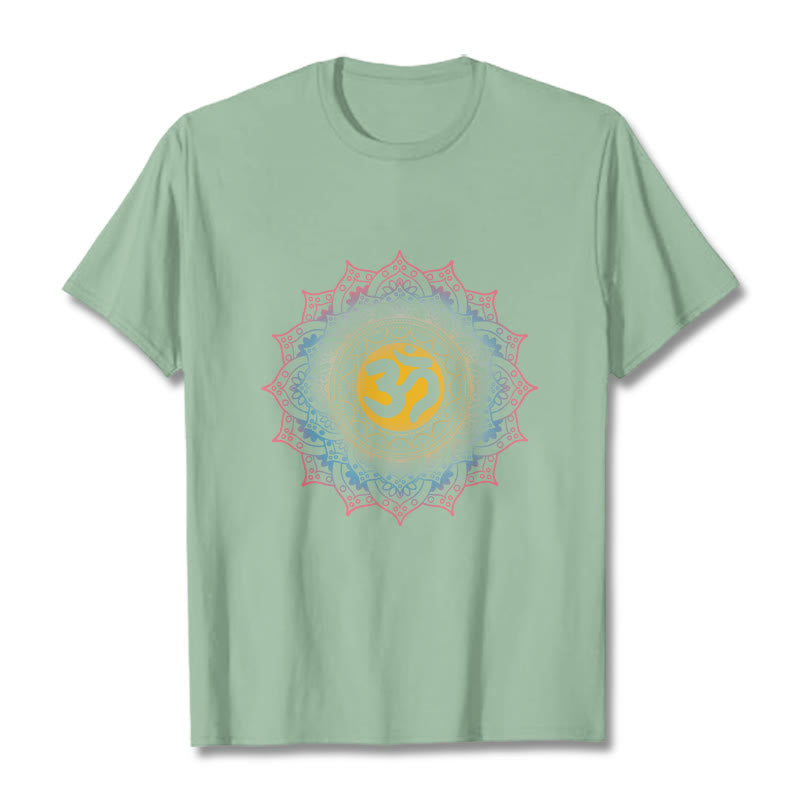 Koszulka z nadrukiem Mandala OM Pattern z motywem gradientu kolorów Buddha Stones - PaleGreen - 2XL - image 14
