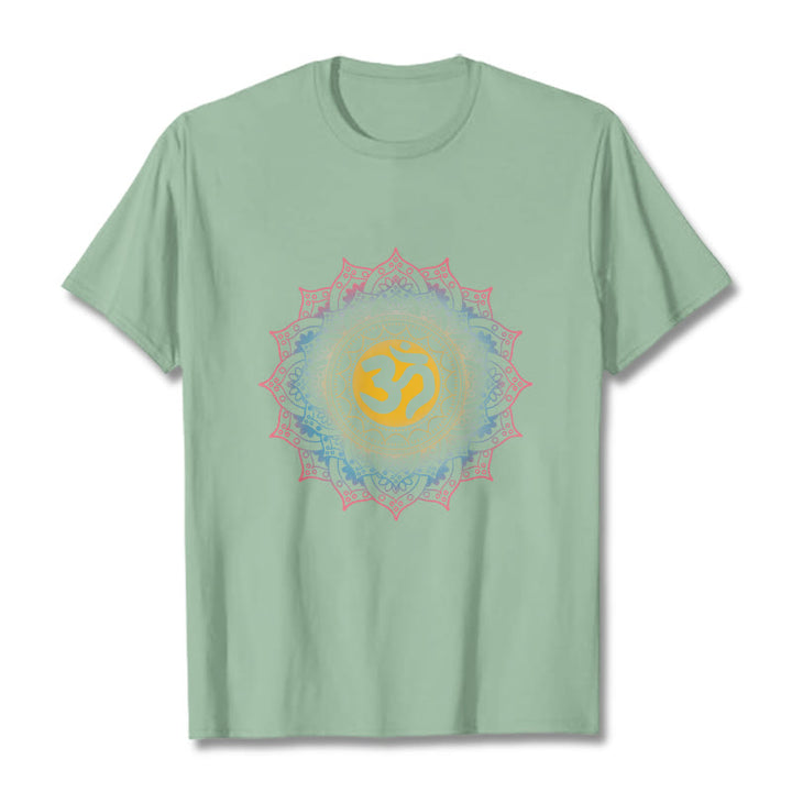 Koszulka z nadrukiem Mandala OM Pattern z motywem gradientu kolorów Buddha Stones - PaleGreen - 2XL - image 14
