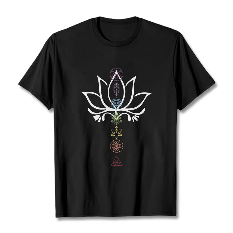 Koszulka z nadrukiem Buddha Stones Lotus Sacred Geometry - Czarny - 2XL - image 1