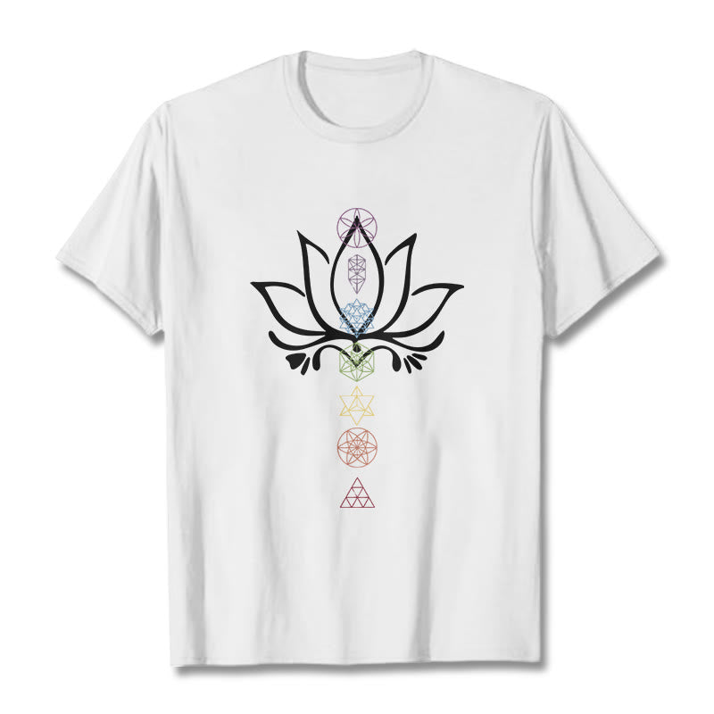 Koszulka z nadrukiem Buddha Stones Lotus Sacred Geometry - Biały - 2XL - image 5