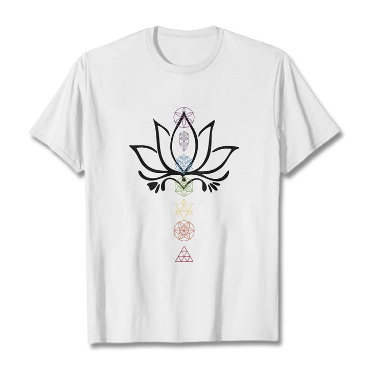 Koszulka z nadrukiem Buddha Stones Lotus Sacred Geometry - Biały - 2XL - image 5