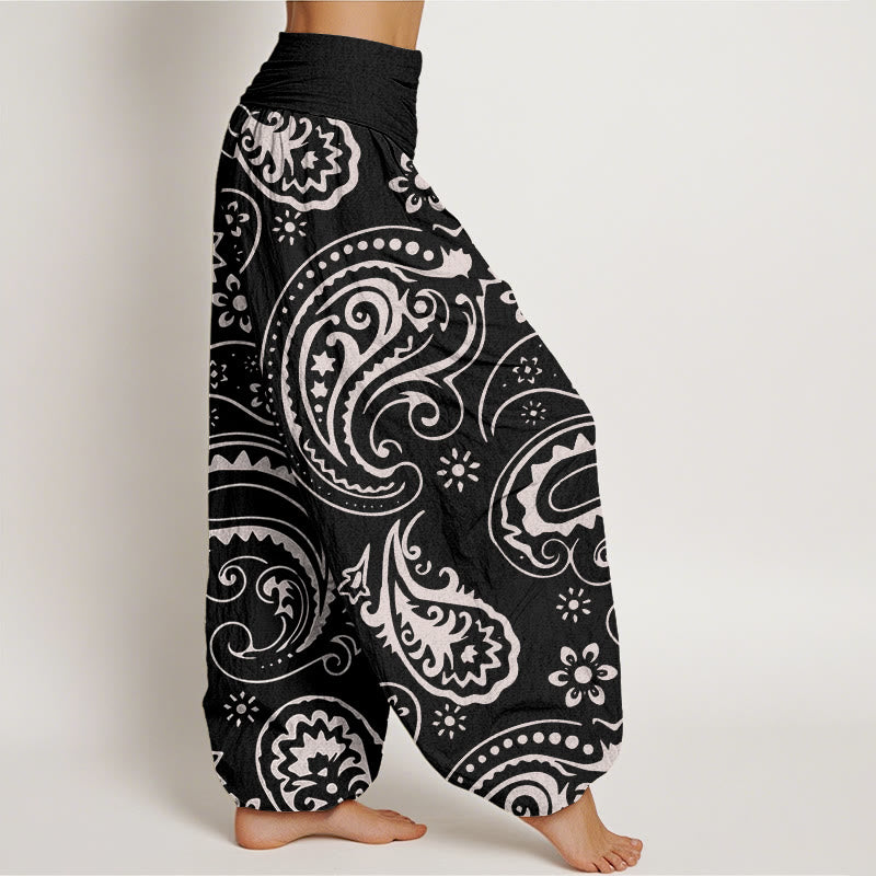 Buddha Stones Casual Elegancki Paisley Kwiatowy Wzór Damskie Spodnie Harem Elastyczna Talia - image 2