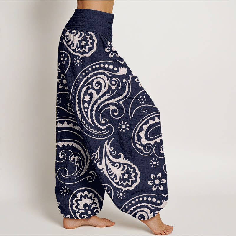 Buddha Stones Casual Elegancki Paisley Kwiatowy Wzór Damskie Spodnie Harem Elastyczna Talia - image 6