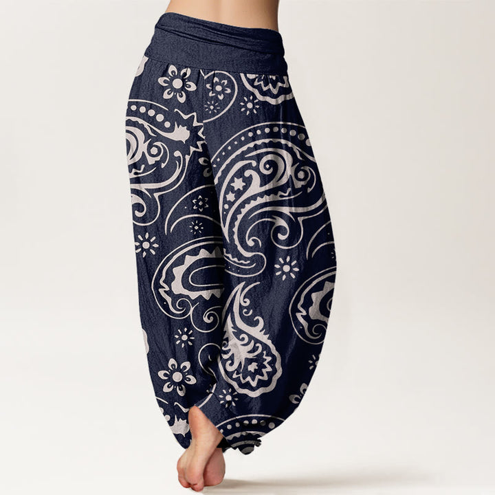 Buddha Stones Casual Elegancki Paisley Kwiatowy Wzór Damskie Spodnie Harem Elastyczna Talia - image 7