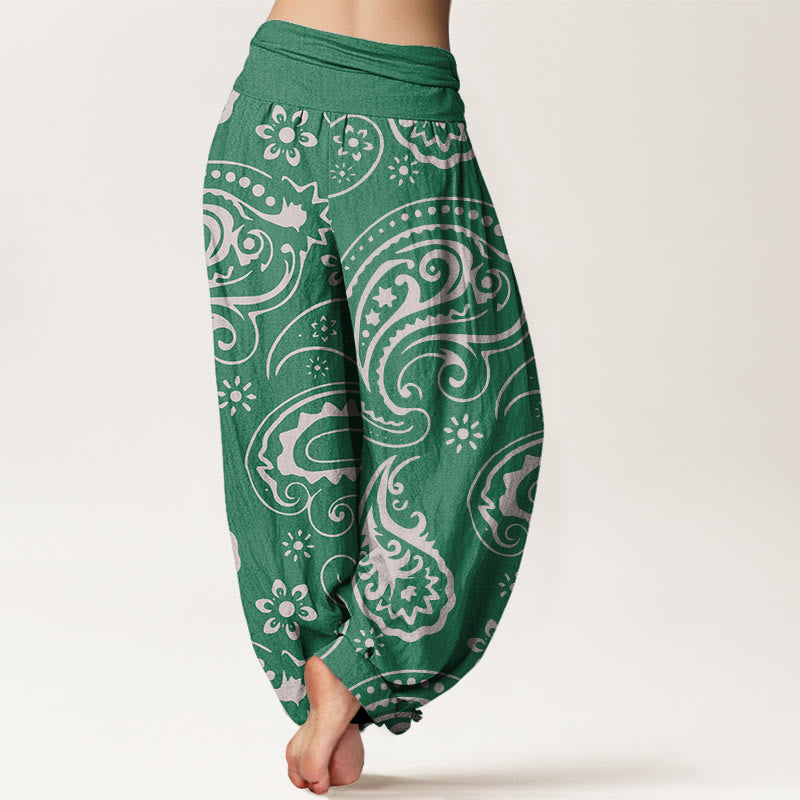 Buddha Stones Casual Elegancki Paisley Kwiatowy Wzór Damskie Spodnie Harem Elastyczna Talia - image 10