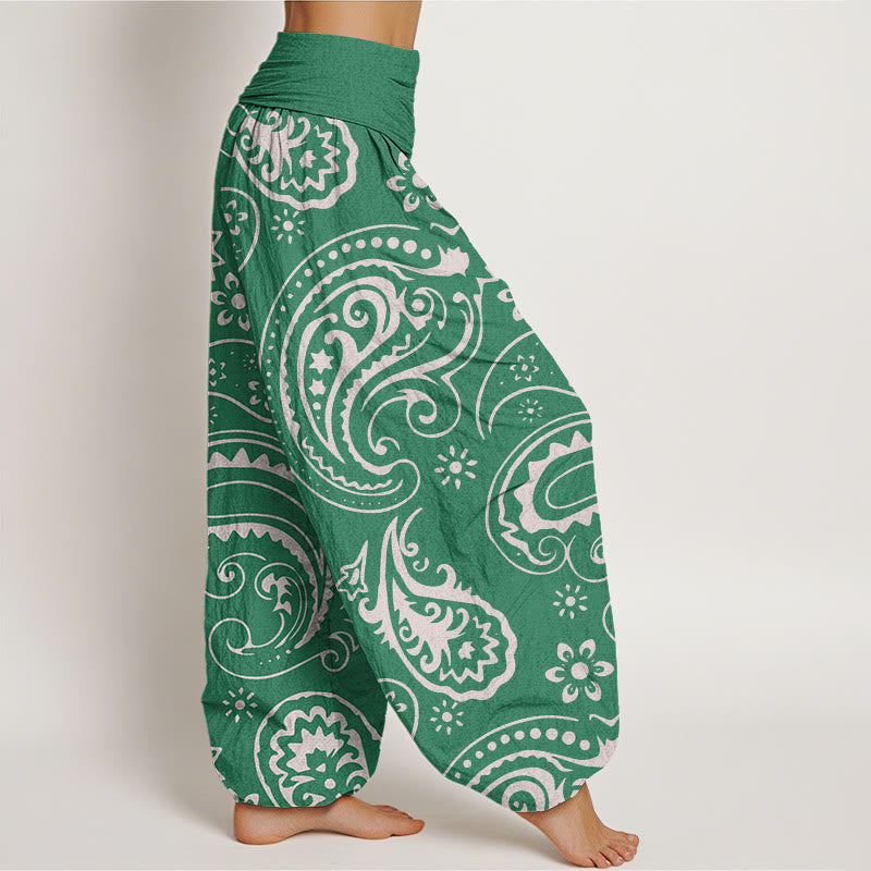 Buddha Stones Casual Elegancki Paisley Kwiatowy Wzór Damskie Spodnie Harem Elastyczna Talia - image 9
