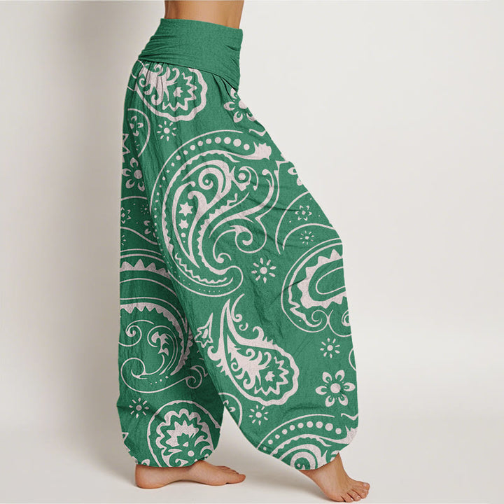 Buddha Stones Casual Elegancki Paisley Kwiatowy Wzór Damskie Spodnie Harem Elastyczna Talia - image 9