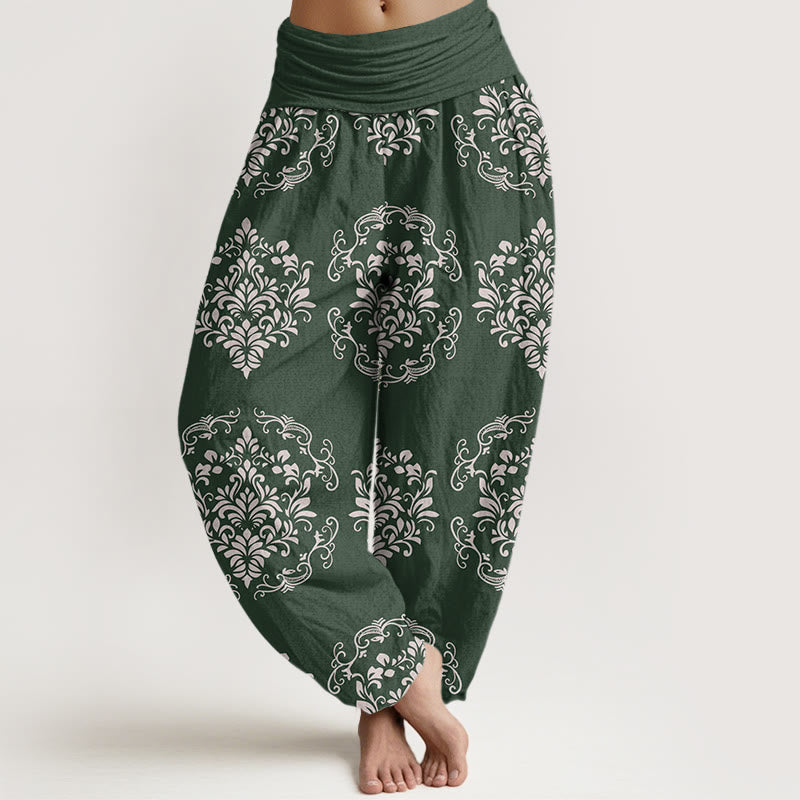 Buddha Stones, swobodne, symetryczne, kwiatowe motywy, damskie, elastyczne spodnie haremowe - ForestGreen - US22, UK/AU26, EU54 (6XL) - image 1