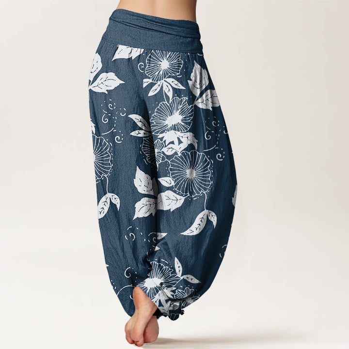 Buddha Stones Casual Vine Flowers Leaves Pattern Damskie spodnie haremowe z elastyczną talią - image 10