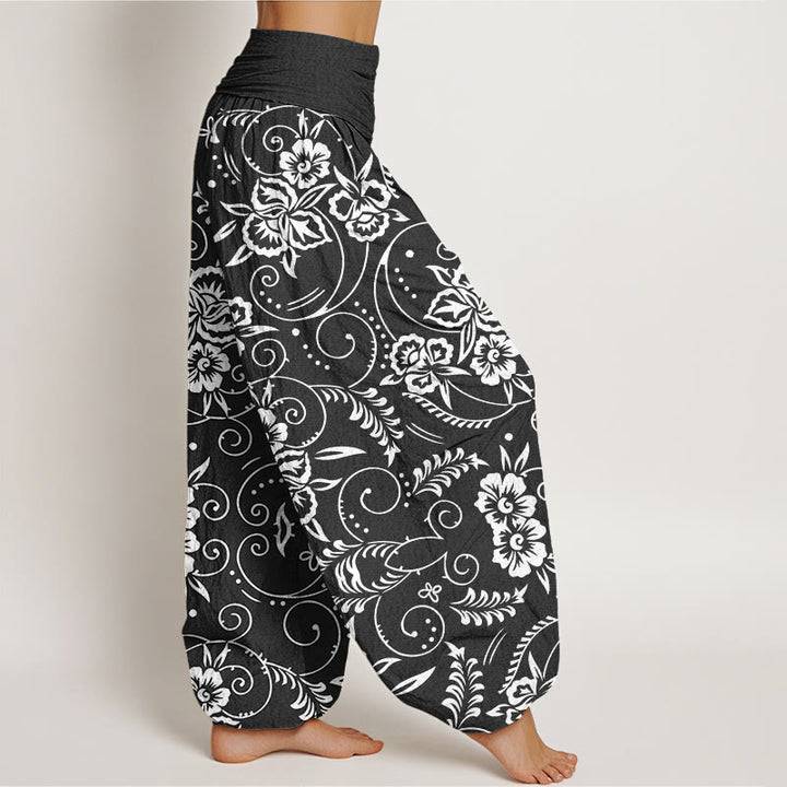 Buddha Stones Casual Floral Swirling Vines Pattern Damskie spodnie haremowe z elastyczną talią - image 9