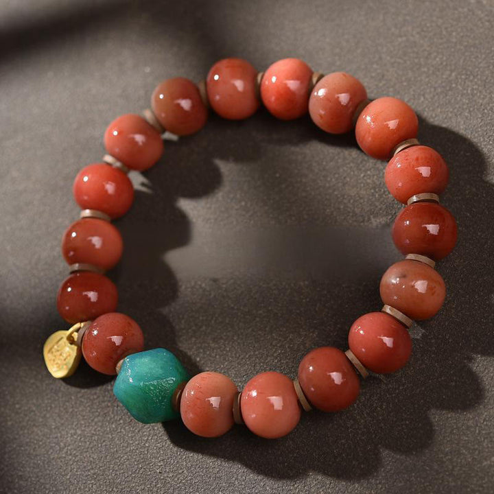 Bransoletka z frędzlami z kości wielbłąda i kamieni Buddha Stones w stylu vintage