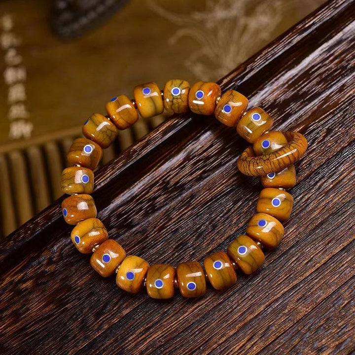 Buddha Stones Vintage Tybetańskie Koraliki Kościane Lazuryt Równowaga Bransoletka Z Plecionej Linii