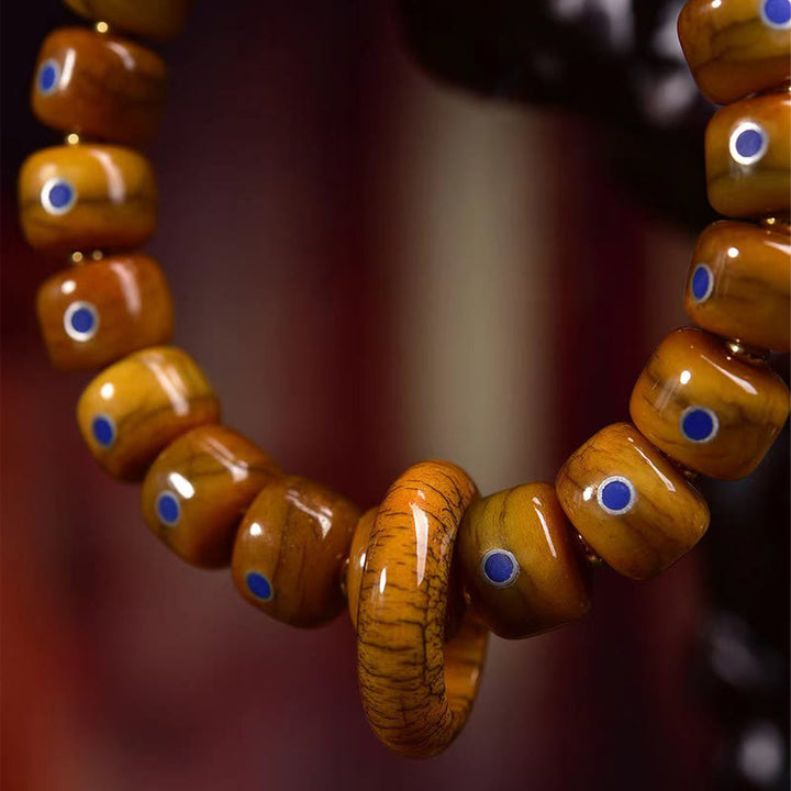 Buddha Stones Vintage Tybetańskie Koraliki Kościane Lazuryt Równowaga Bransoletka Z Plecionej Linii
