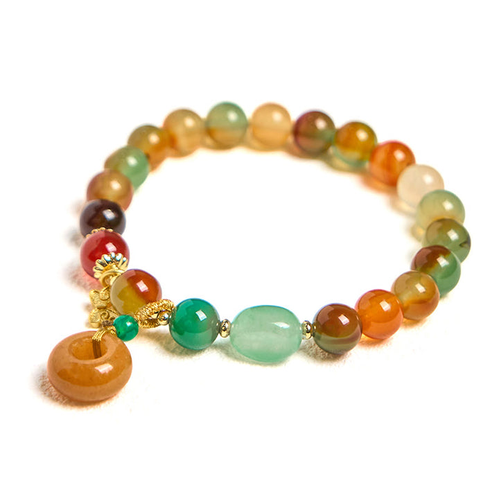 Buddha Stones Naturalny Kolorowy Paw Agat Motyl Pokój Klamra Konwalia Wsparcie Bransoletka