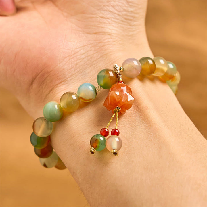 Buddha Stones Naturalny Kolorowy Paw Agat Motyl Pokój Klamra Konwalia Wsparcie Bransoletka