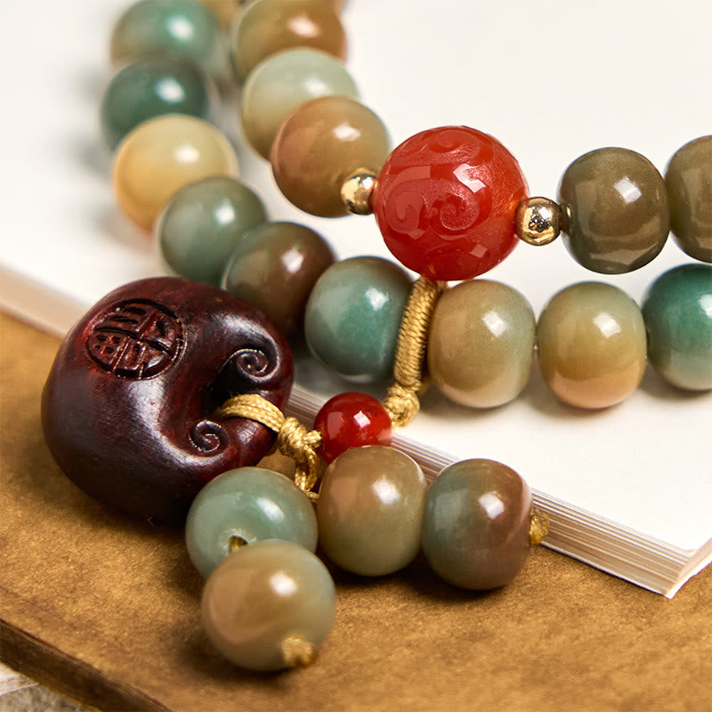 Kolorowe Buddha Stones Bodhi Seed Harmony Double Wrap Bracelet
