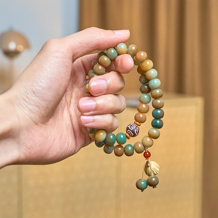 Kolorowe Buddha Stones, nasiona bodhi, podarek lotosu, urok pokoju, podwójna bransoletka owinięta