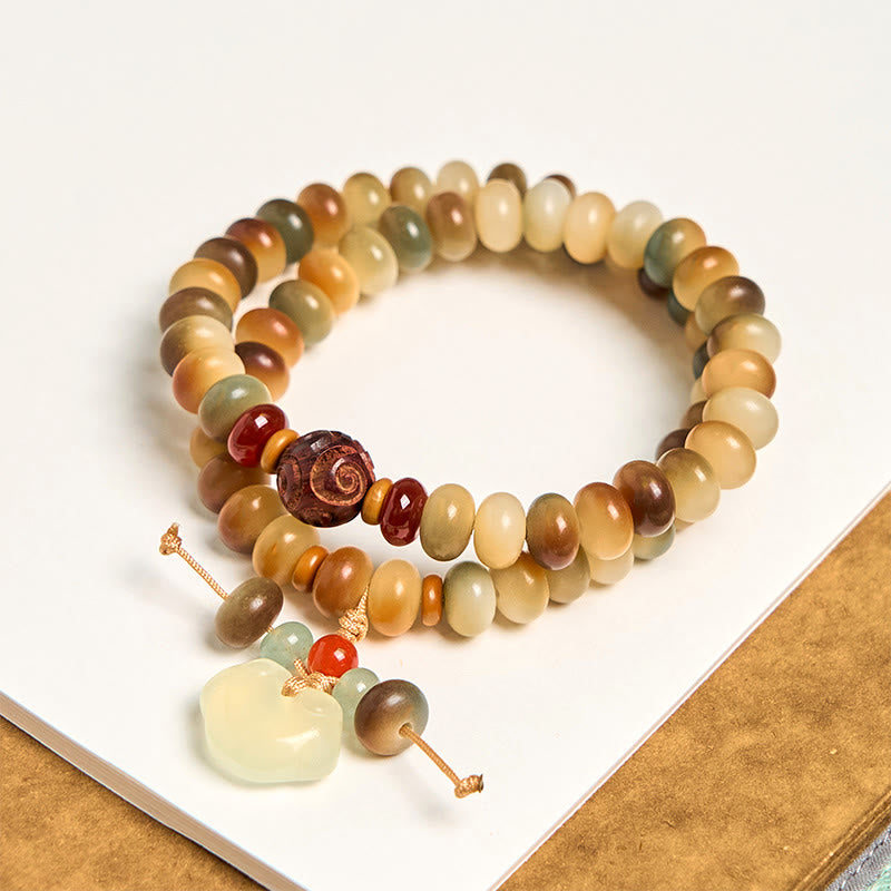 Buddha Stones Kolorowe Nasiona Bodhi Zamek Pokoju Charm Mądrość Abakus Koraliki Podwójne Owijanie Bransoletki