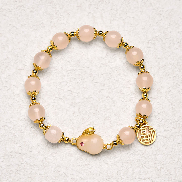 Buddha Stones Czerwony Agat Chalcedon Królik Fu Charakter Pewność Bransoletka