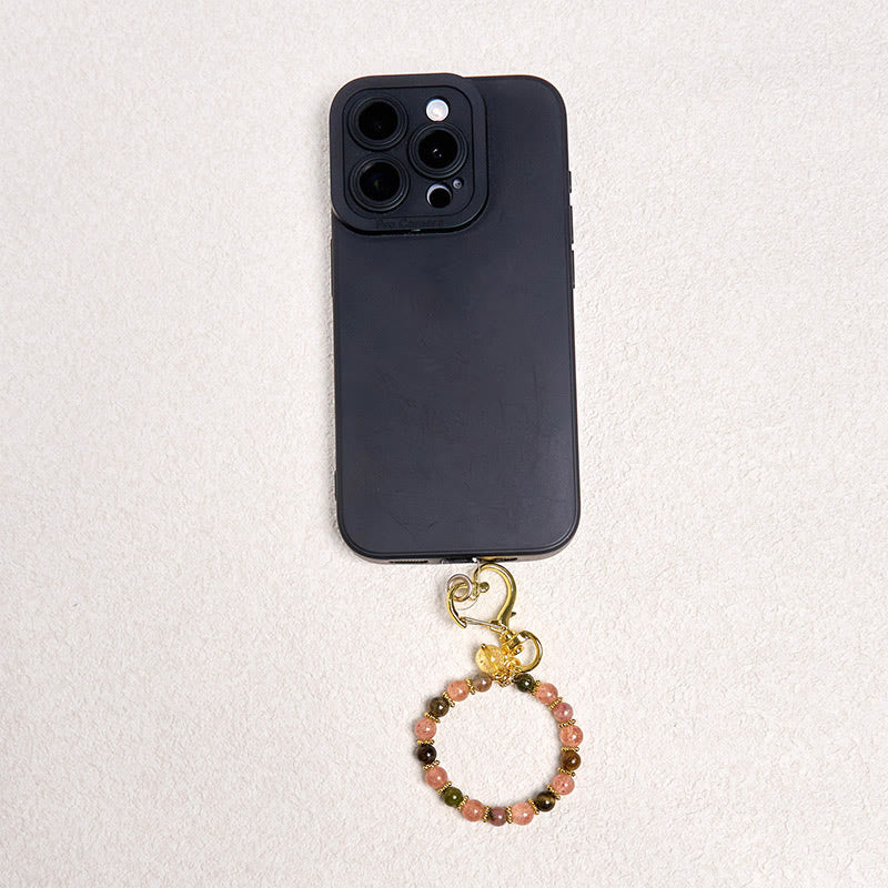Buddha Stones Naturalne Koraliki Kryształowe Kwarcowe Truskawkowe Pozytywny Brelok Telefon Wiszący Dekoracja