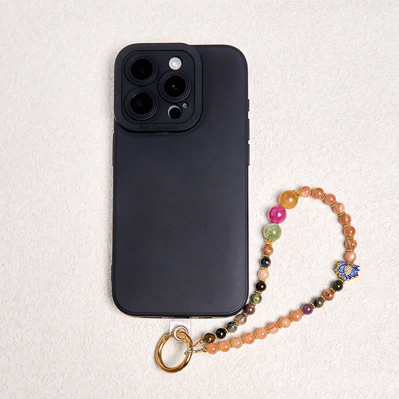 Buddha Stones Turmalin Kamień Słońca Lotos Pozytywny Brelok Telefon Wiszący Dekoracja