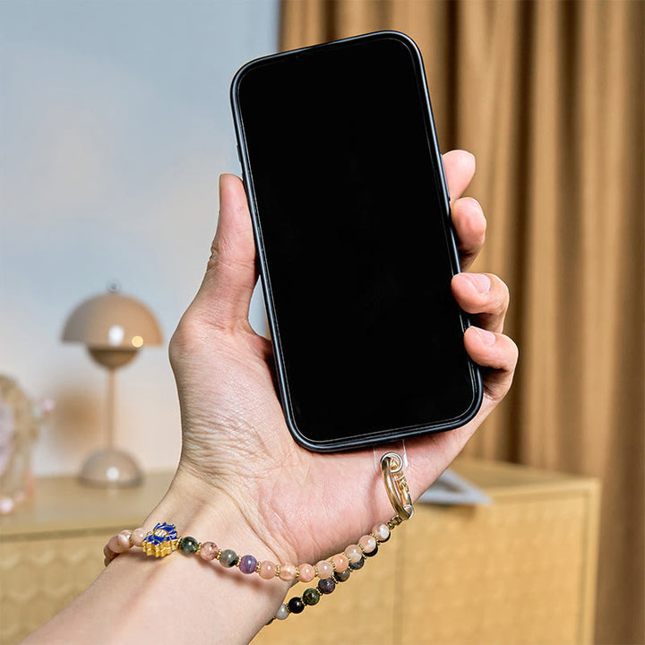 Buddha Stones Turmalin Kamień Słońca Lotos Pozytywny Brelok Telefon Wiszący Dekoracja