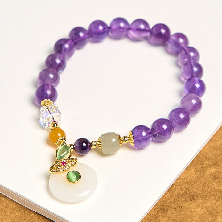Buddha Stones Naturalny Ametyst Pokojowy Klamra Charm Bransoletka Duchowa