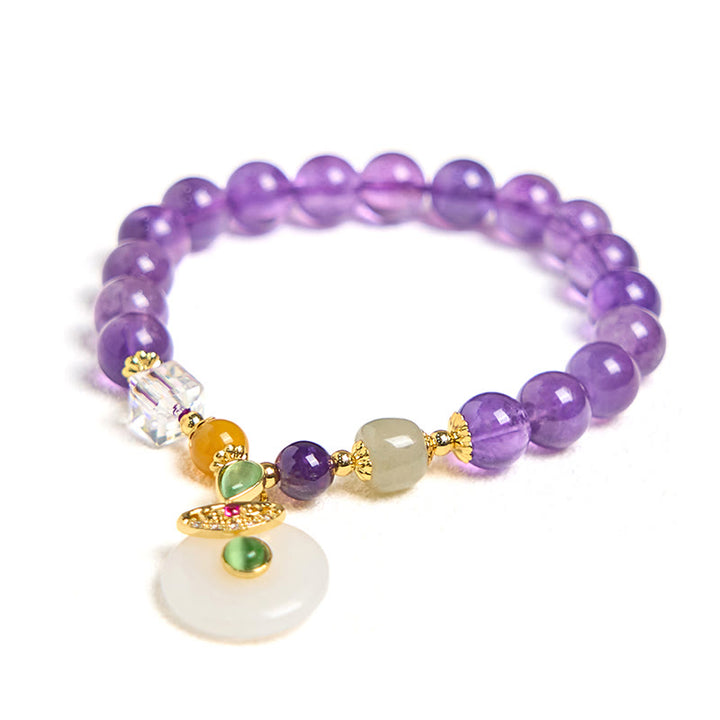 Buddha Stones Naturalny Ametyst Pokojowy Klamra Charm Bransoletka Duchowa