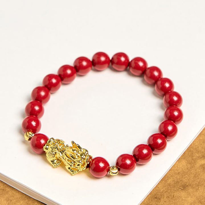Bransoletka z Buddha Stones Cinnabar PiXiu Calm Blessing