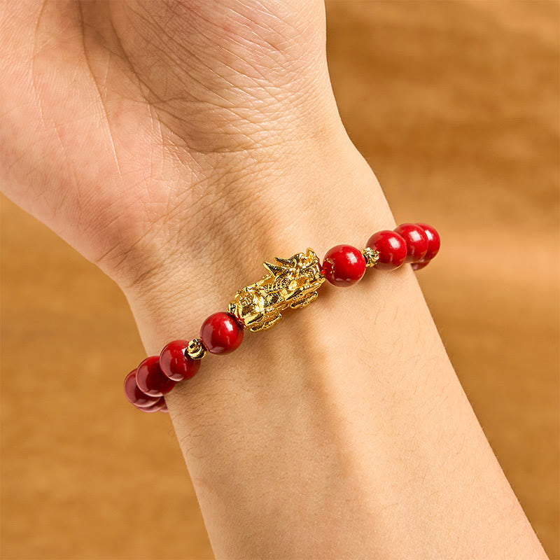 Bransoletka z Buddha Stones Cinnabar PiXiu Calm Blessing