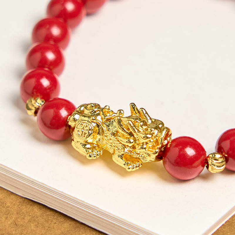 Bransoletka z Buddha Stones Cinnabar PiXiu Calm Blessing