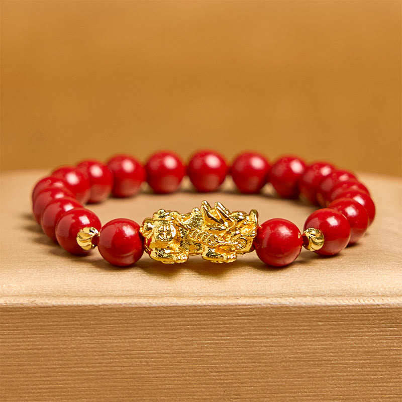 Bransoletka z Buddha Stones Cinnabar PiXiu Calm Blessing