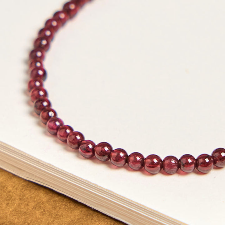Buddha Stones Naturalne 3mm Koraliki Granatu PiXiu Kwiat Oczyszczający Wielowarstwowa Bransoletka