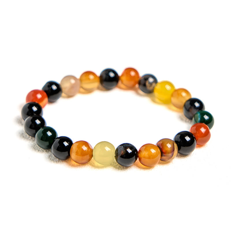 Buddha Stones Naturalny Kolorowy Chalcedon Agat Bransoletka Harmonia
