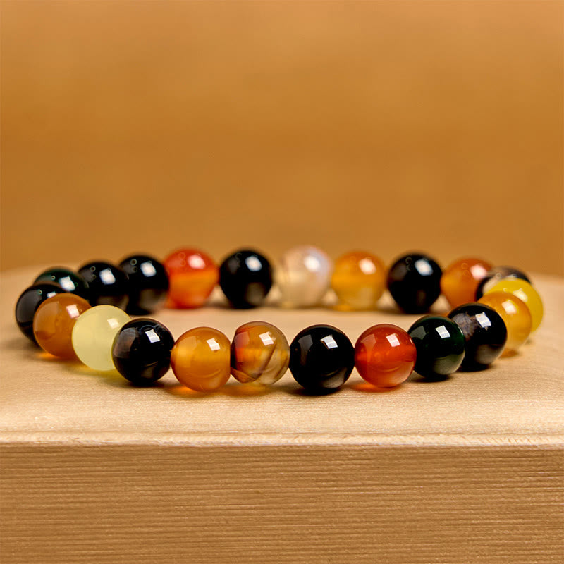 Buddha Stones Naturalny Kolorowy Chalcedon Agat Bransoletka Harmonia