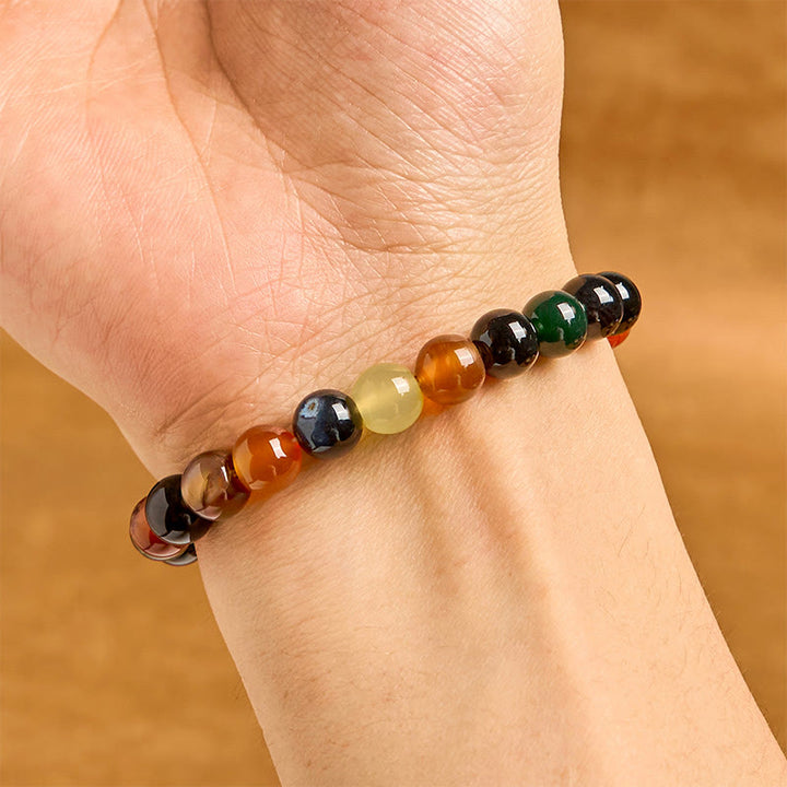 Buddha Stones Naturalny Kolorowy Chalcedon Agat Bransoletka Harmonia