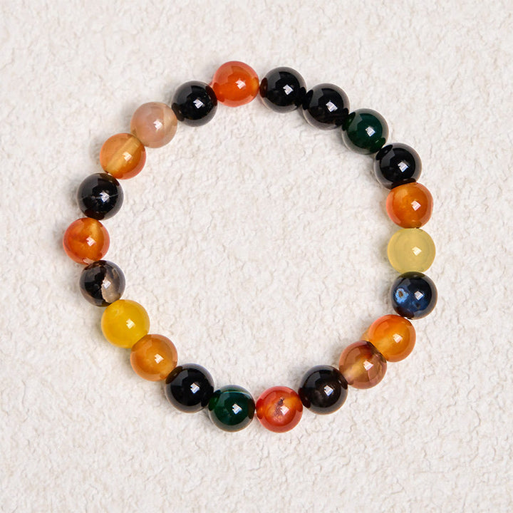Buddha Stones Naturalny Kolorowy Chalcedon Agat Bransoletka Harmonia