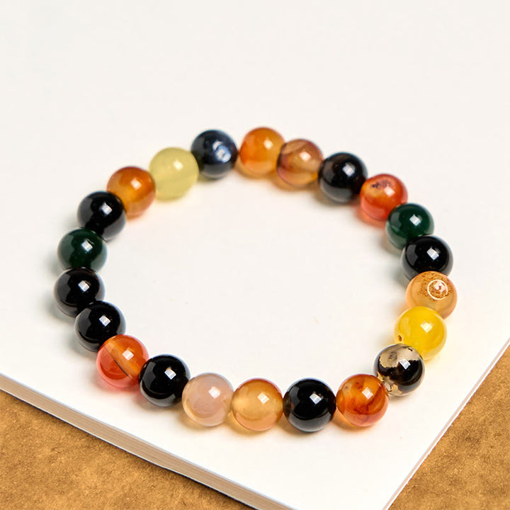 Buddha Stones Naturalny Kolorowy Chalcedon Agat Bransoletka Harmonia