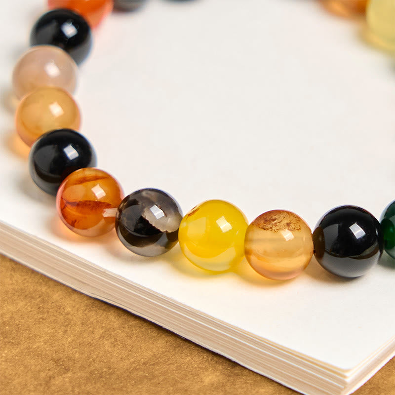 Buddha Stones Naturalny Kolorowy Chalcedon Agat Bransoletka Harmonia