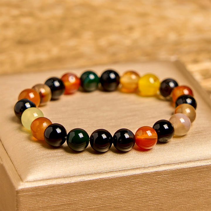 Buddha Stones Naturalny Kolorowy Chalcedon Agat Bransoletka Harmonia