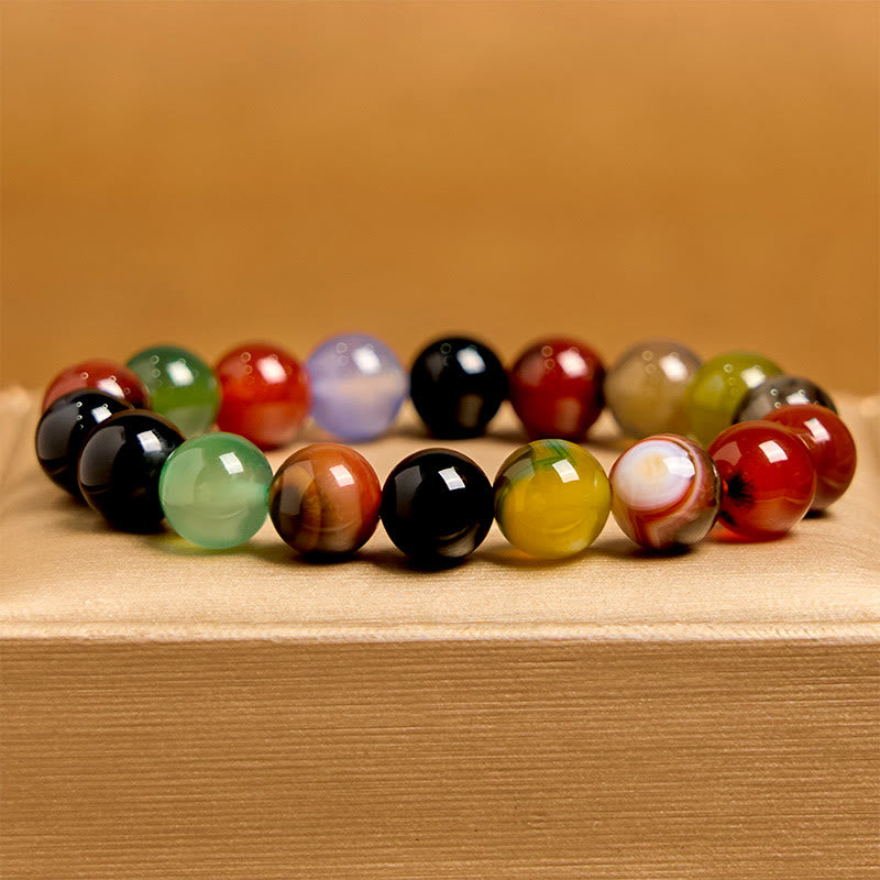 Buddha Stones Naturalny Kolorowy Chalcedon Agat Bransoletka Harmonia