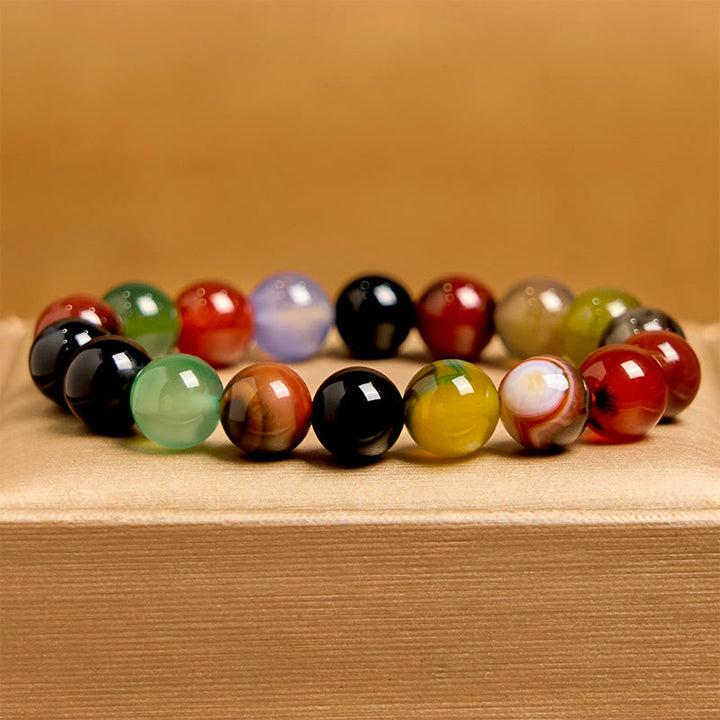 Buddha Stones Naturalny Kolorowy Chalcedon Agat Bransoletka Harmonia