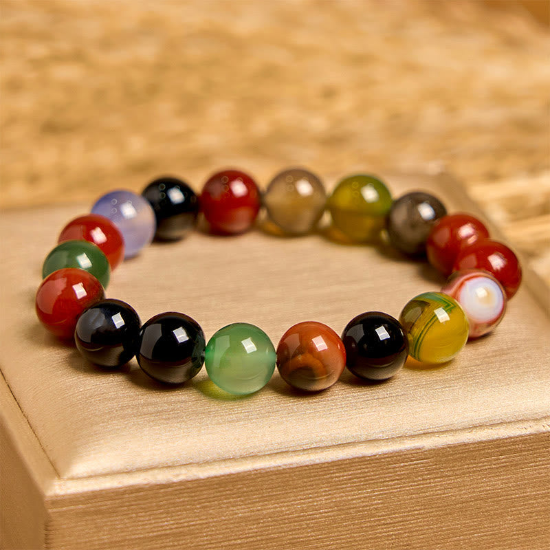 Buddha Stones Naturalny Kolorowy Chalcedon Agat Bransoletka Harmonia